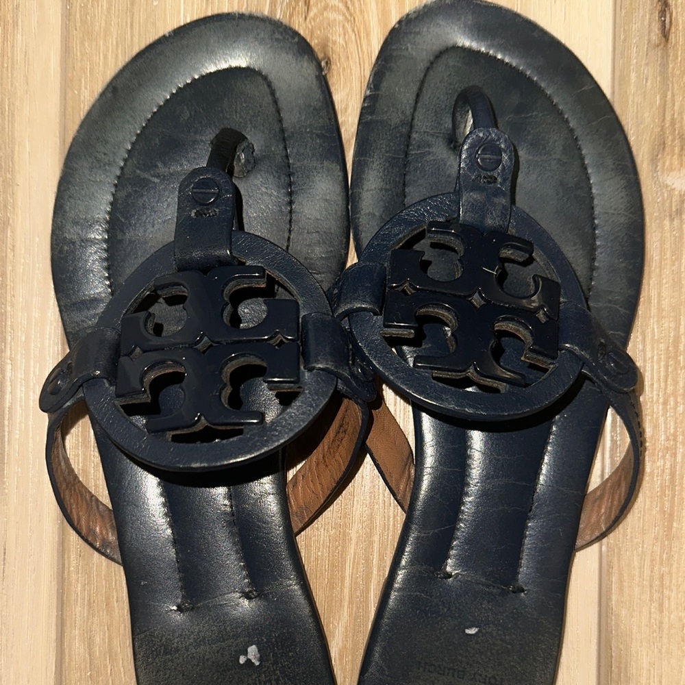 Navy Tory Burch flip flops